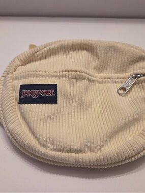 JanSport Beige Corduroy Crossbody Bag for Women with Zip Closure